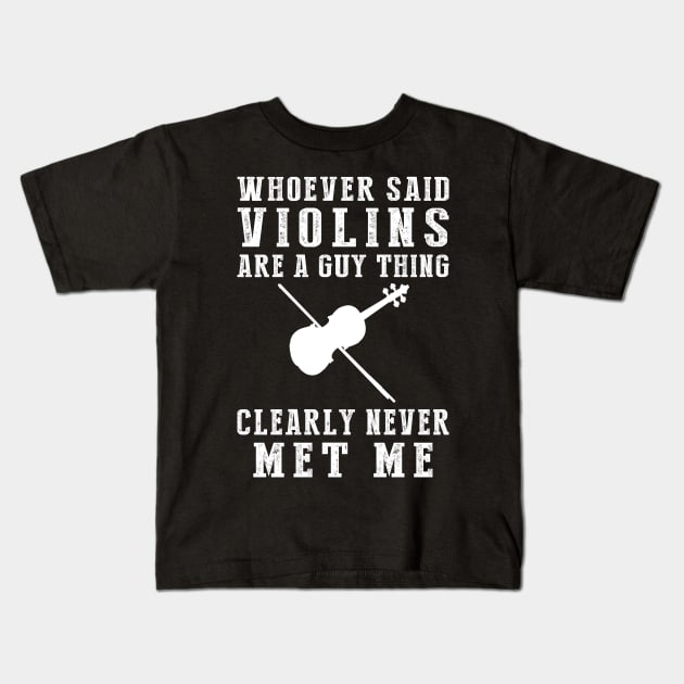 Fiddling Fun: Violin Shatters Gender Norms! Kids T-Shirt by MKGift